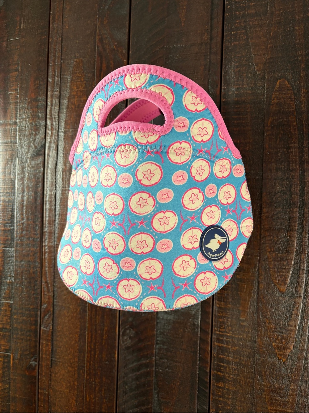 Preppy Pelican Neoprene Lunch Bag Tote Insulated Pink Blue Floral Travel School